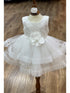 Baby Girls Lala & Erina Ivory Lace Rose Adorned Flower Girl Dress 3-24M front 2
